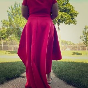 Red layered event dress